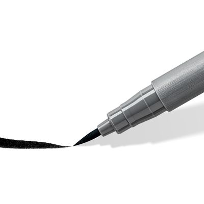 STAEDTLER Pigment soft brush 372 - 6 feutres pointe pinceau souple - gris & noir assortis
