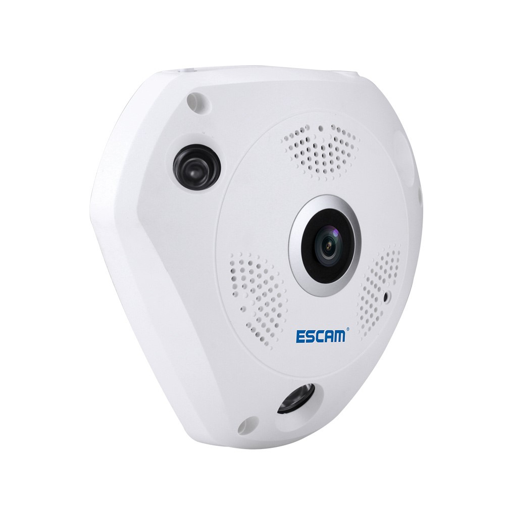 1.3MP VR Panorama WiFi IP Kamera FullHD 360° Fisheye Infrarot LED's Nachtsichtfunktion / Micro SD für iOS/Android - Weiss