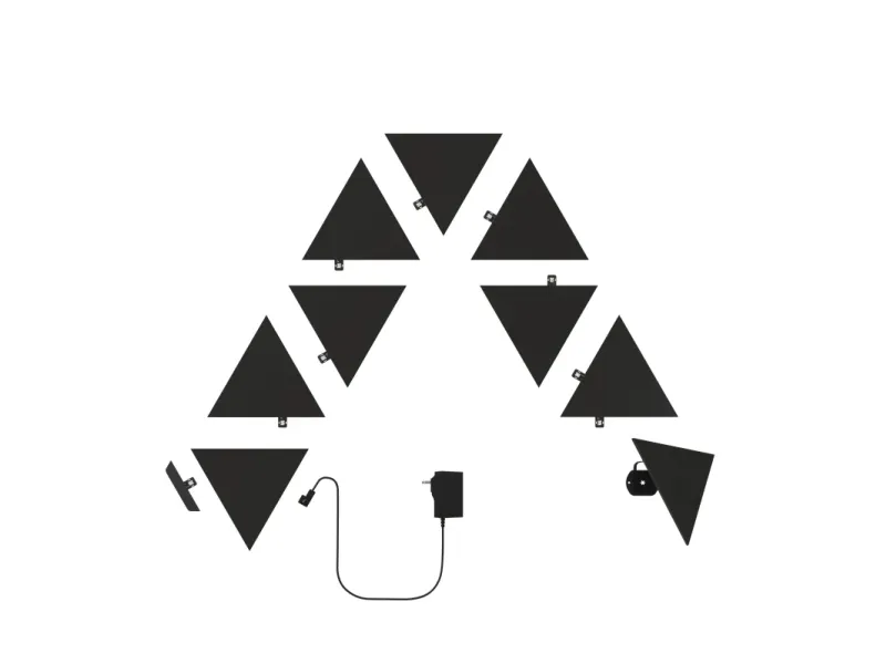 Nanoleaf Shapes Starter Kit - Lyspanelsæt - LED - 230 x 200 mm - 1.5 W - 16 millioner farver - 1200-6500 K - triangel - sort