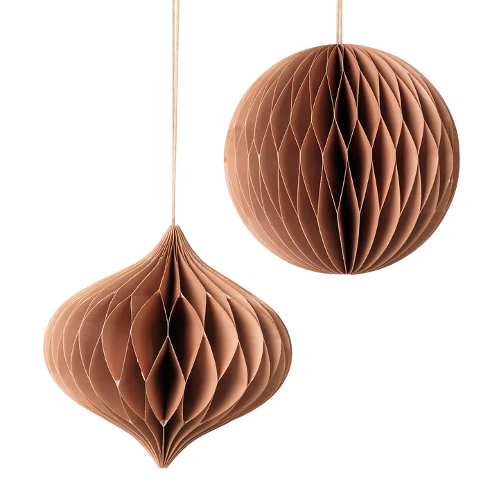 Broste Copenhagen - Christmas Mix Deko-Anhänger, Ø 13 x H 13 cm, indian tan (2er-Set)