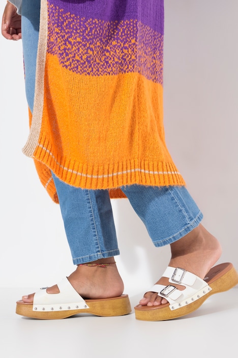 Strickjacke, offene Form, Feinstrick, Blockstreifen, Langarm