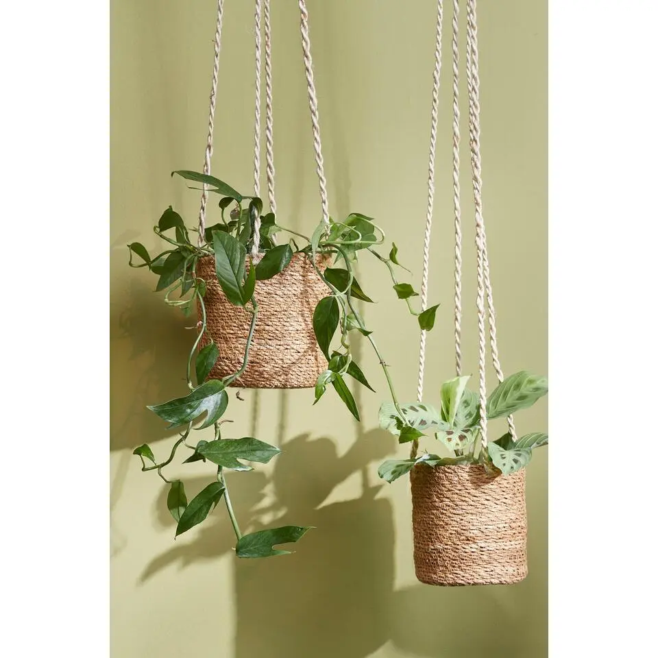 Mica Decorations Atlantic Plantenmand Set van 2 - Ø16 cm - Lichtbruin