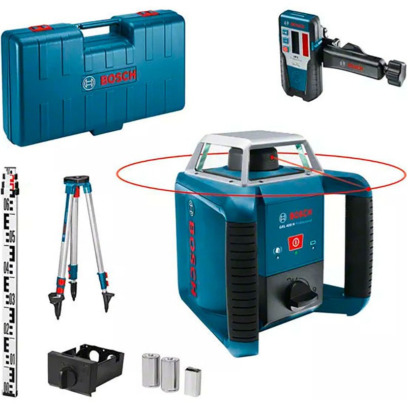 Laser rotatif GRL 400 H Set Bosch Professional + Cellule de réception LR 1 + Trépied BT 152 + Mire GR 2400