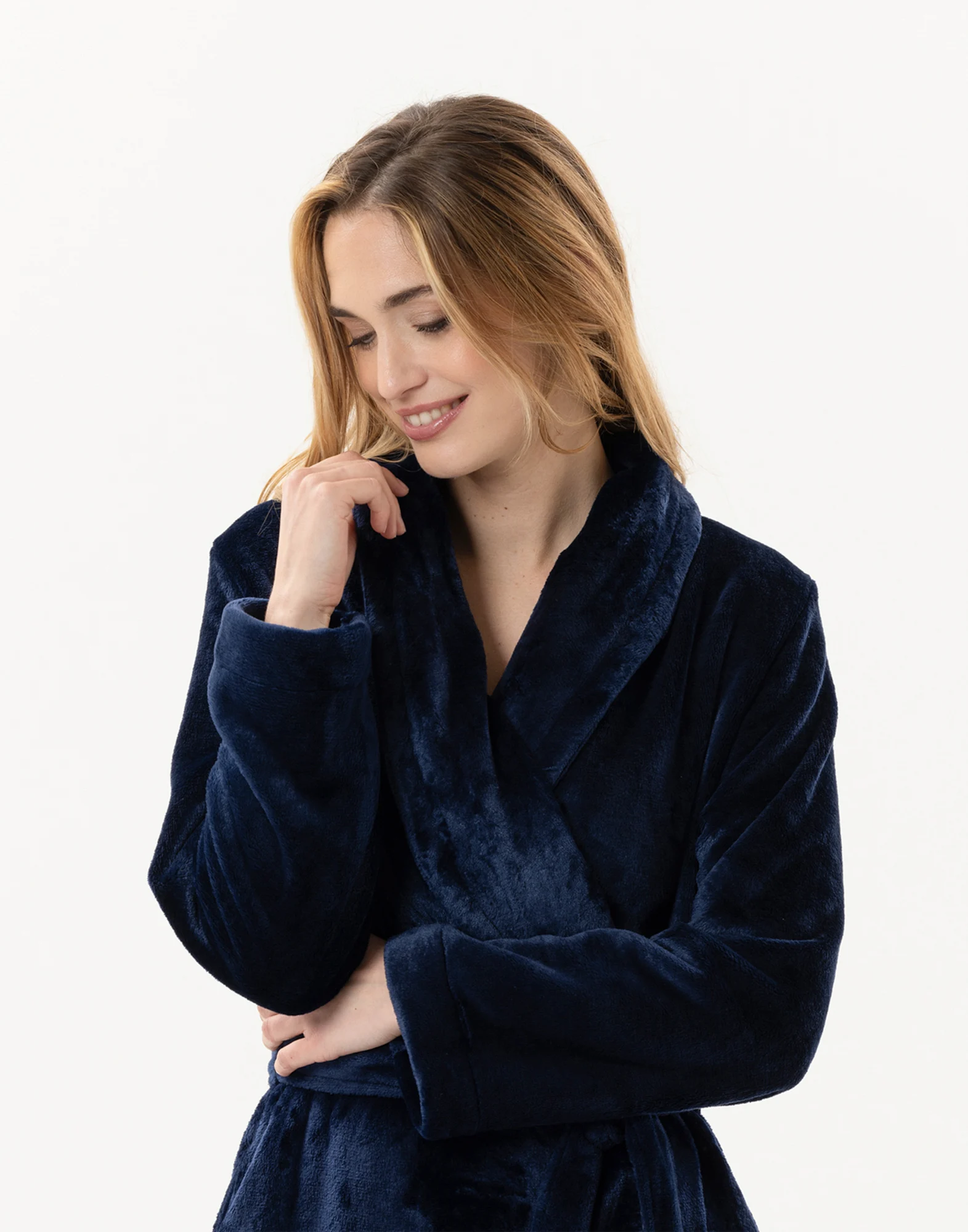 ESSENTIEL H61B - Peignoir en peluche flanelle | Bleu