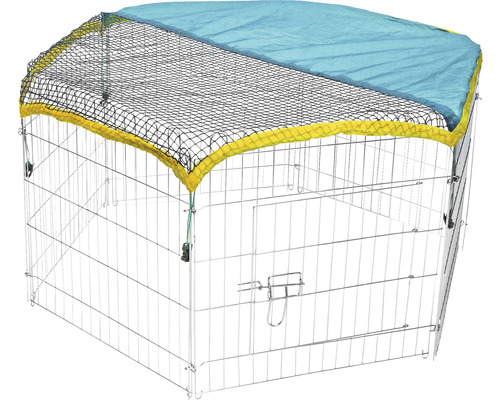 Zeshoekige buitenomheining inclusief net/zonnescherm, Ø 110 cm, verzinkt