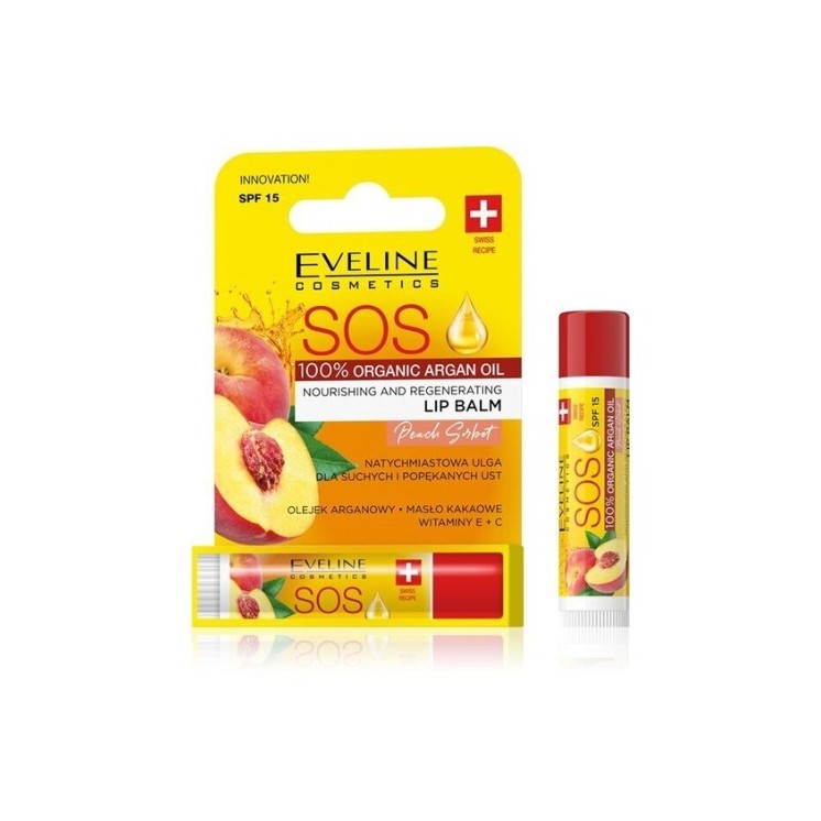 Eveline SOS nährender und regenerierender Lippenbalsam SPF15 Peach