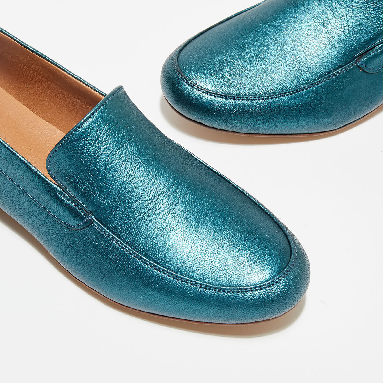Quartier Latin Mocassins en Cuir Love irisés émeraude
