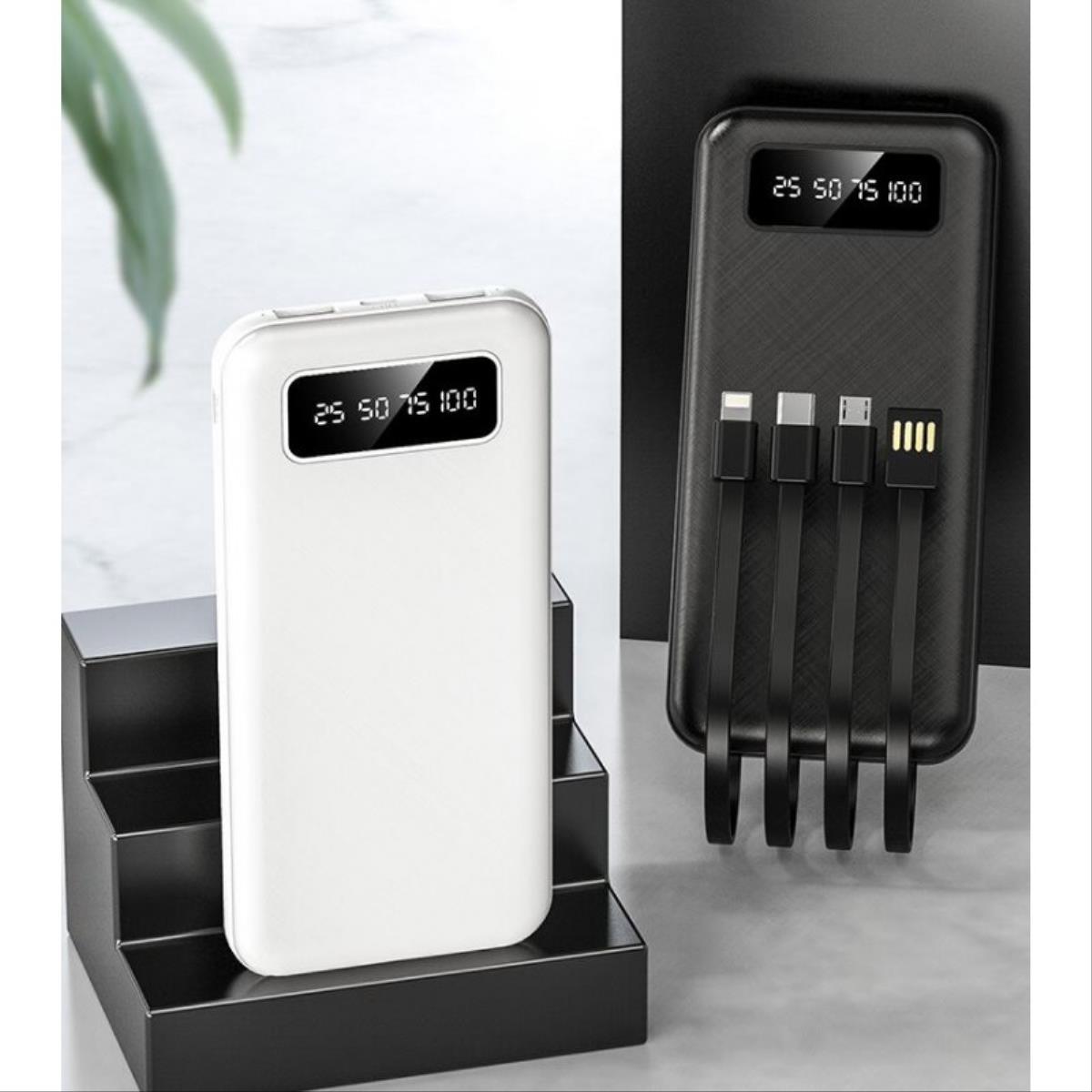 Bateria Externa Smartek 20000 Mah Com Cabo Incorporado Micro Usb,usb-c,usb Y Lightning W