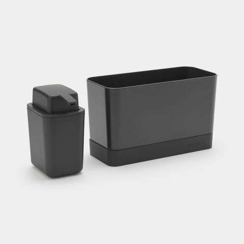 SinkSide Aanrecht Organiser Set, Aanrechtbakje en Zeepdispenser - Dark