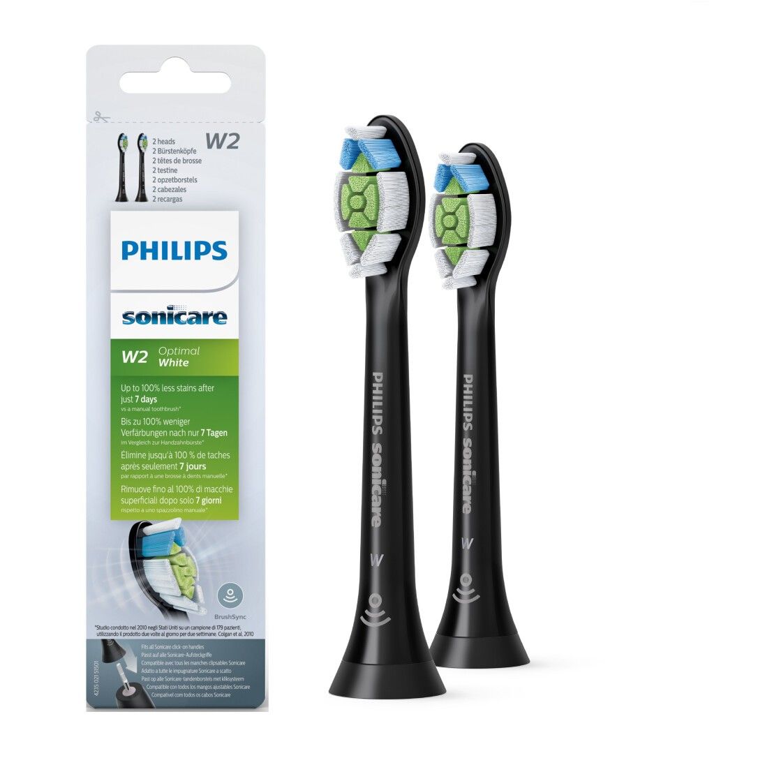 Philips Ersatz-Zahnbürsten HX6062/13 Sonicare Optimal White W2 schwarz 2-er