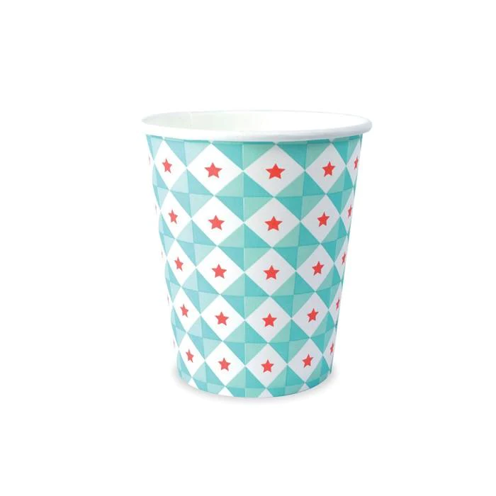 8 Gobelets - géométrie étoiles bleues - 25 cl Scrapcooking