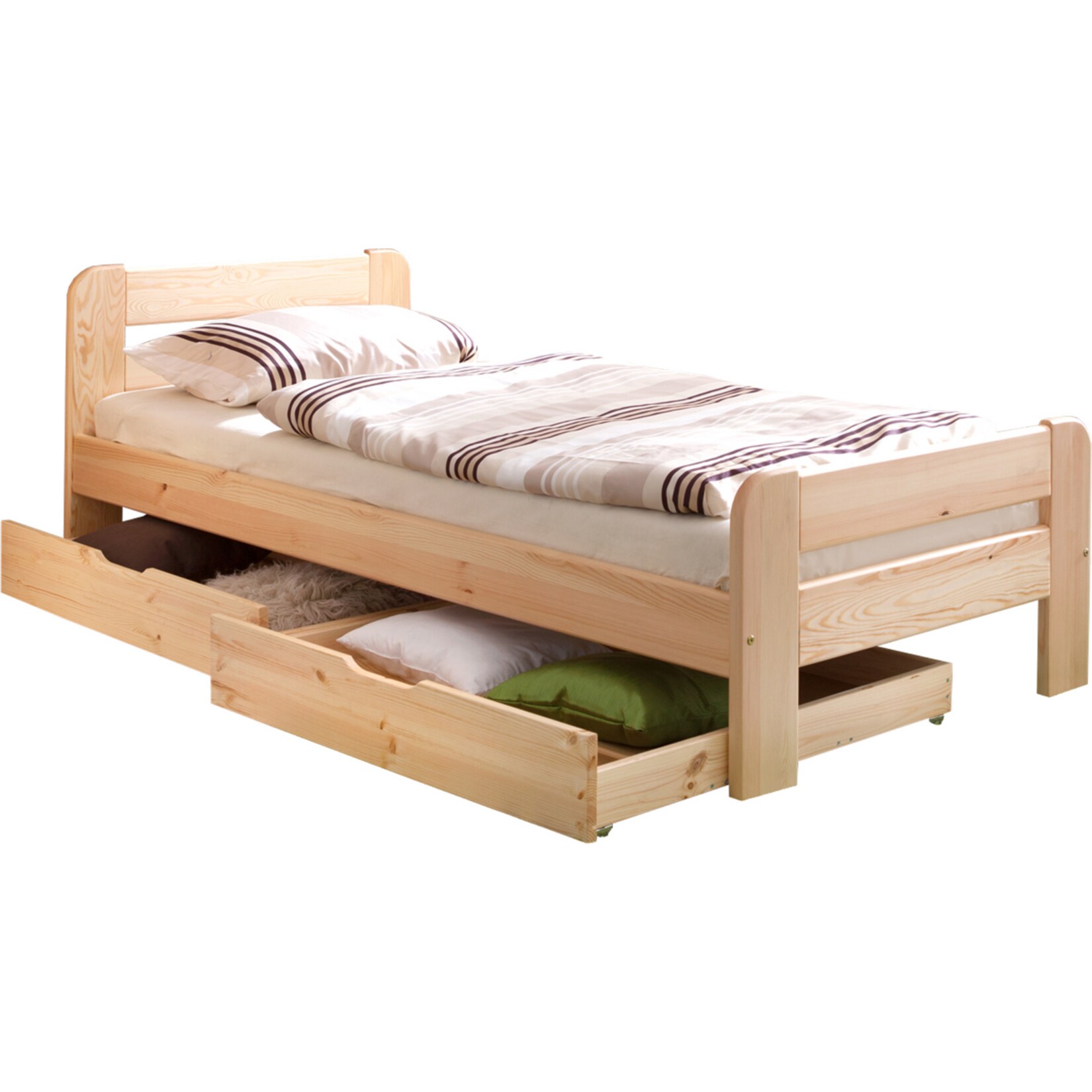 TiCAA Massivholz Einzelbett Bert Kiefer Natur