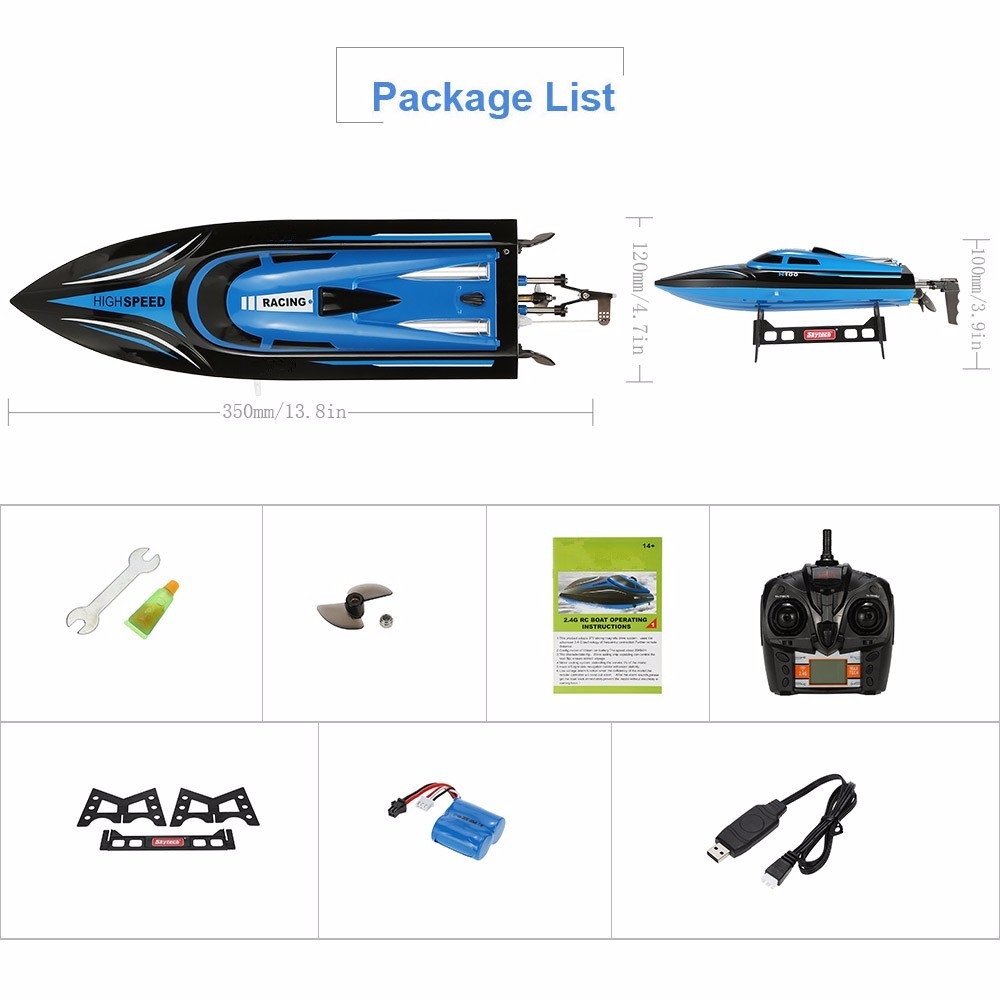 (35cm) Ferngesteuertes 2.4GHz RC High Speed Boot Rennboot Racing Boat - Blau / Schwarz