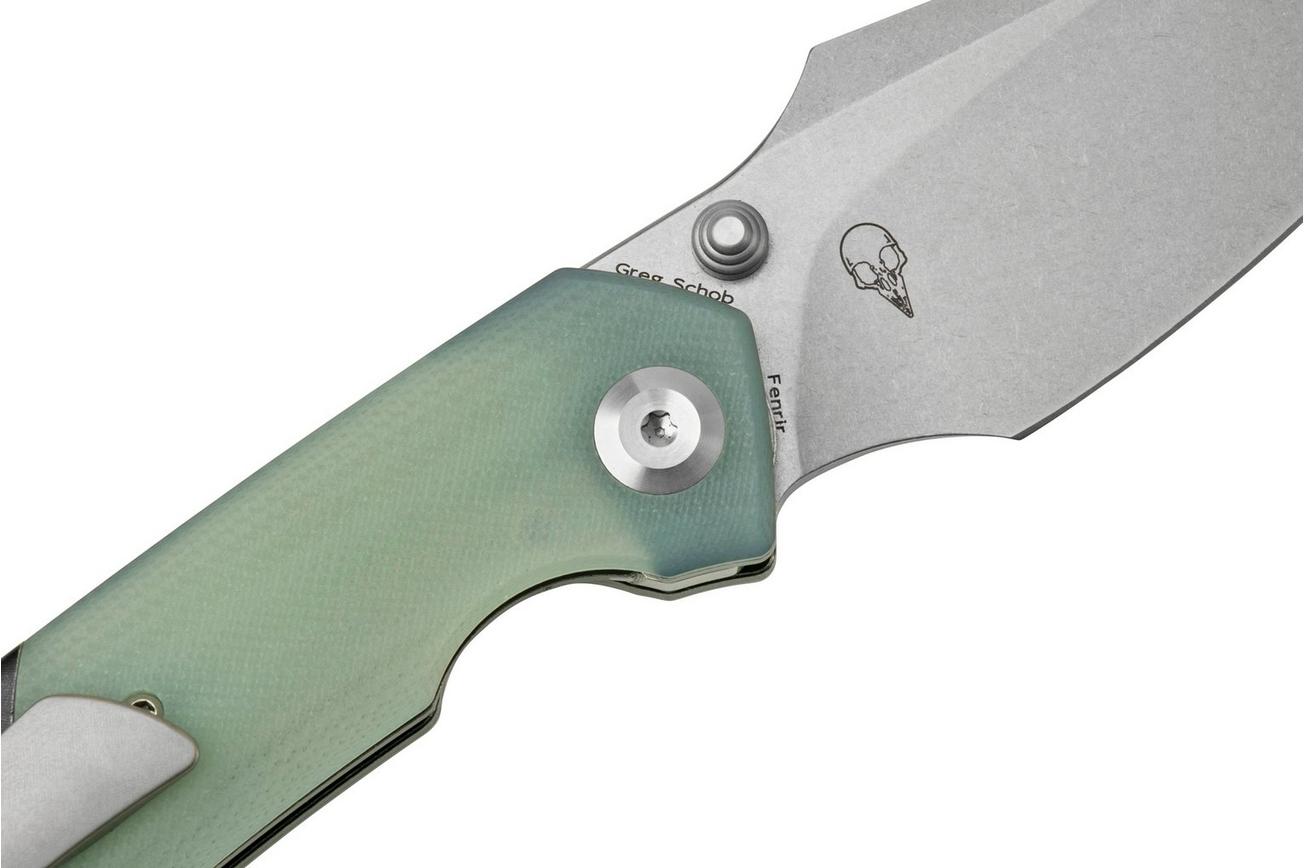 Kansept Fenrir K1034A5 Stonewashed, Jade G10 zakmes, Greg Schob design