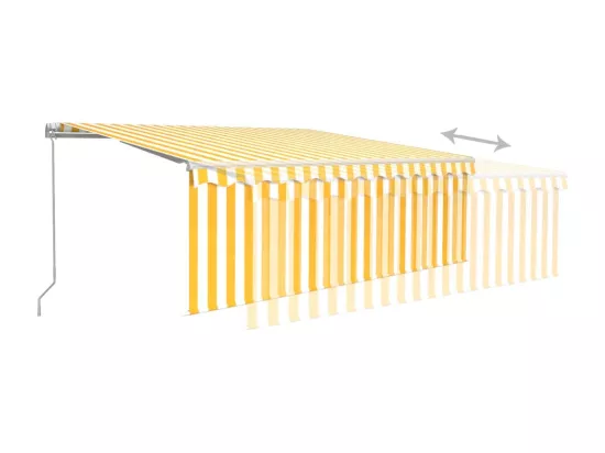 Auvent manuel rétractable avec store et LED 4x3m Jaune et blanc
