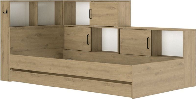 Tienerbed - Hoekopstelling - Artisan Eiken - Met Bergruimte