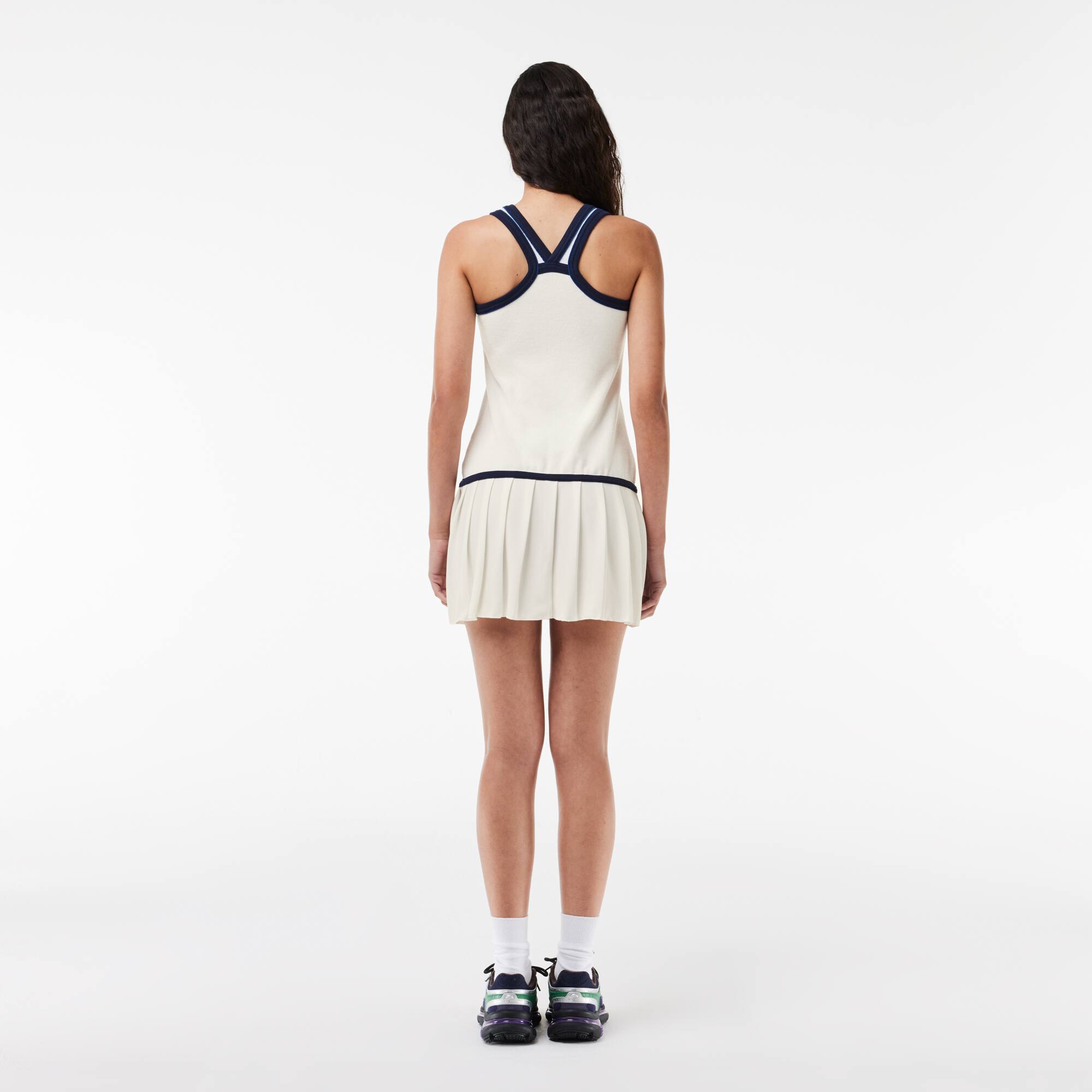 Frottee-Kleid mit Faltenrock mit Kontrastrand Kleider & Röcke - Weiss - Lacoste - Damen