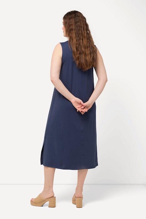 Jersey-Midikleid, V-Ausschnitt, ärmellos, Biobaumwolle