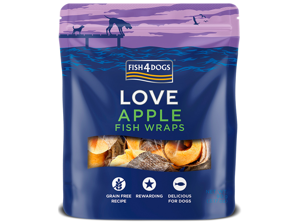 SNACKS CÃO FISH4DOGS PEIXE E MAÇÃ 90G