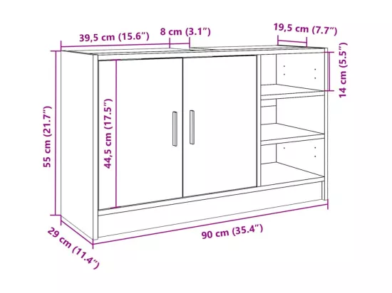 Armoire d'évier chêne sonoma 90x29x55 cm bois d'ingénierie