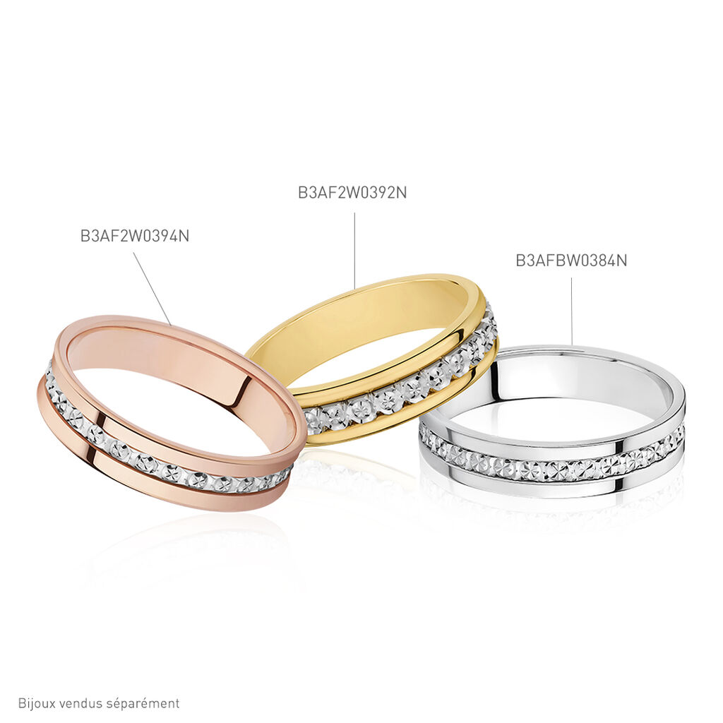 Alliance Fantaisie Diamantee Ruban Plat Or Bicolore