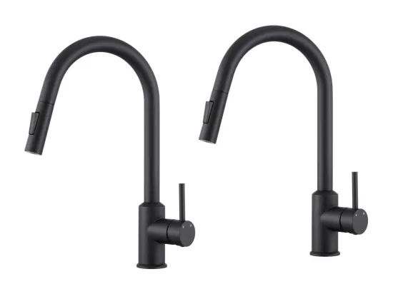 2PCS Cecipa MAX Mitigeur de Cuisine avec Douchette Extractible - Noir - Rotatif à 360 ° en Acier Inoxydable Mitigeur Cuisine d'Évier - 2 Fonctions