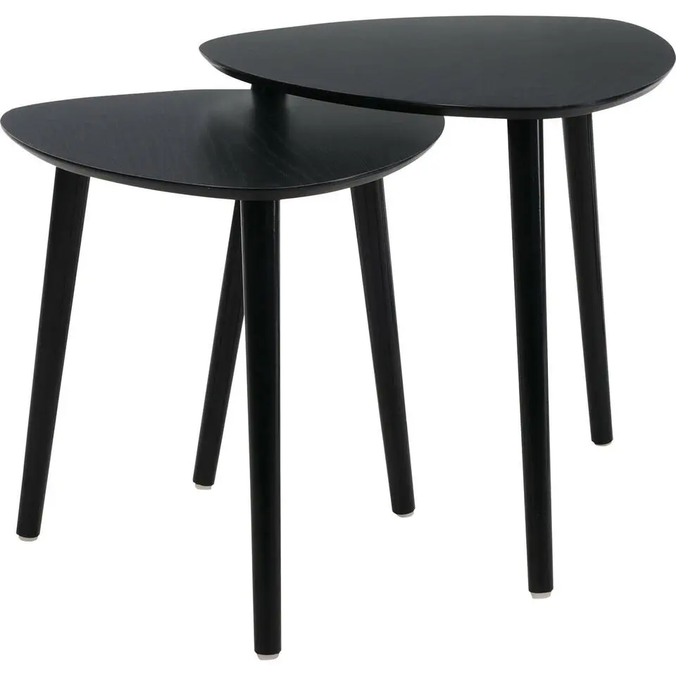 Home & Styling Bijzettafeltjes set 2x - zwart - 41 en 45 cm