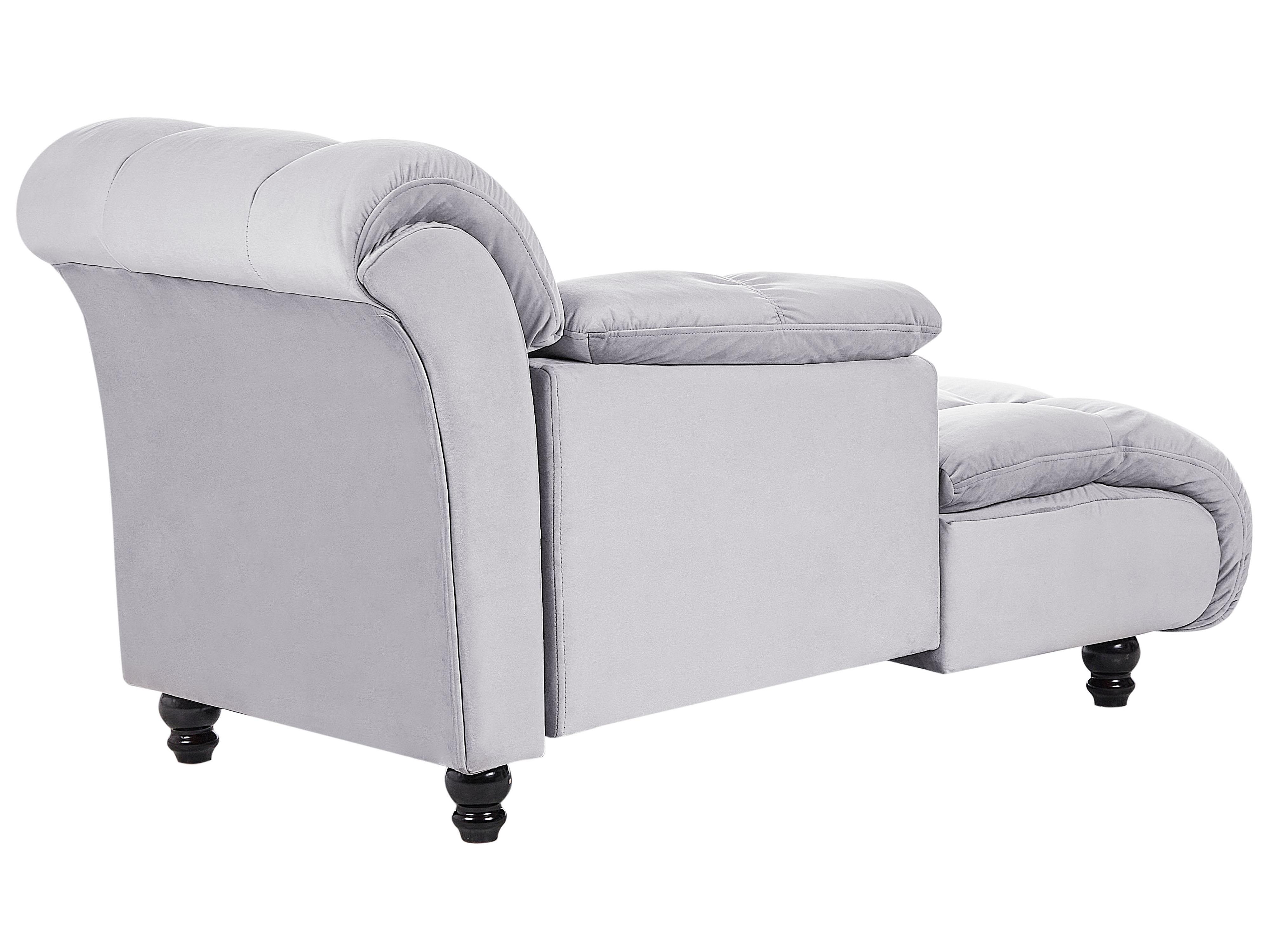 Rechtszijdige chaise longue LORMONT Fluweel Lichtgrijs