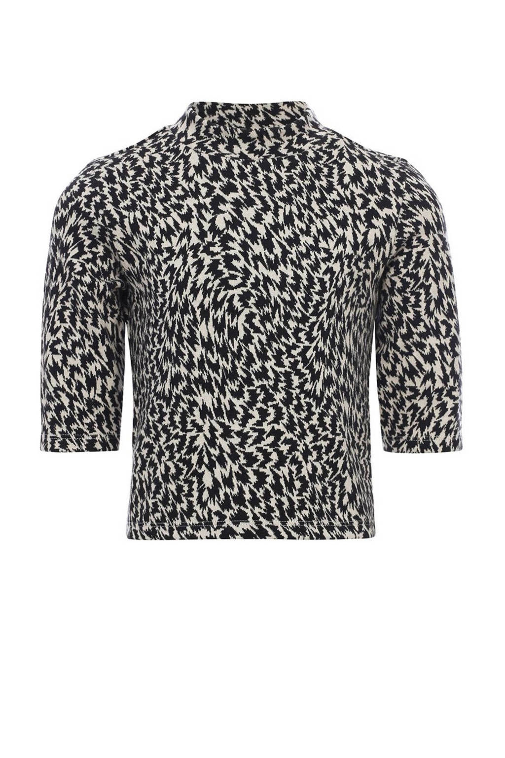 LOOXS crop top met all over print antraciet/beige