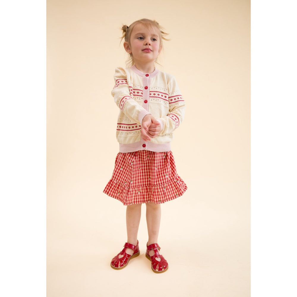 Køb Flöss Soft White/Berry Stripe Lelou Cardigan