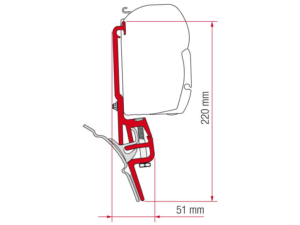 Fiamma F45/F43/F35 adapter VW T4 Brandrup