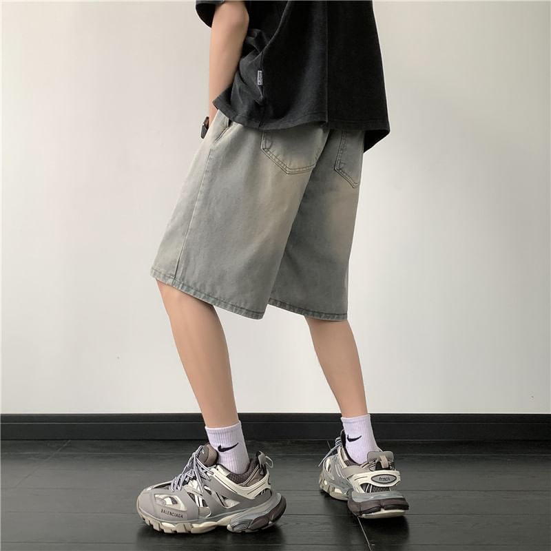 Lorencho - Gewassen denim shorts met trekkoordtaille