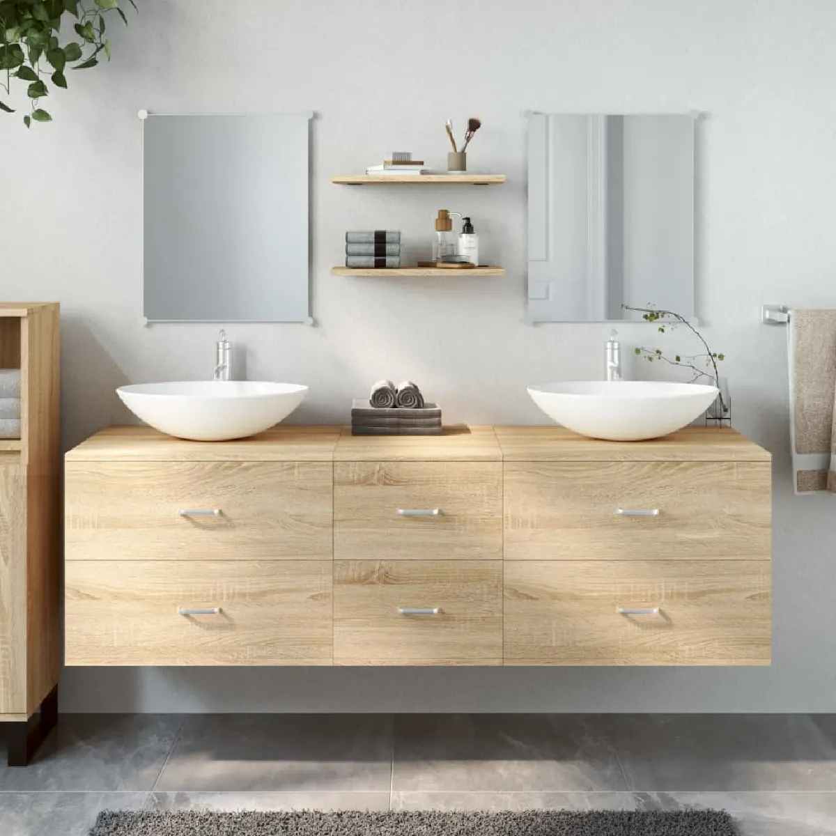 VidaXL Ensemble Salle de Bain 5 Pièces Chêne