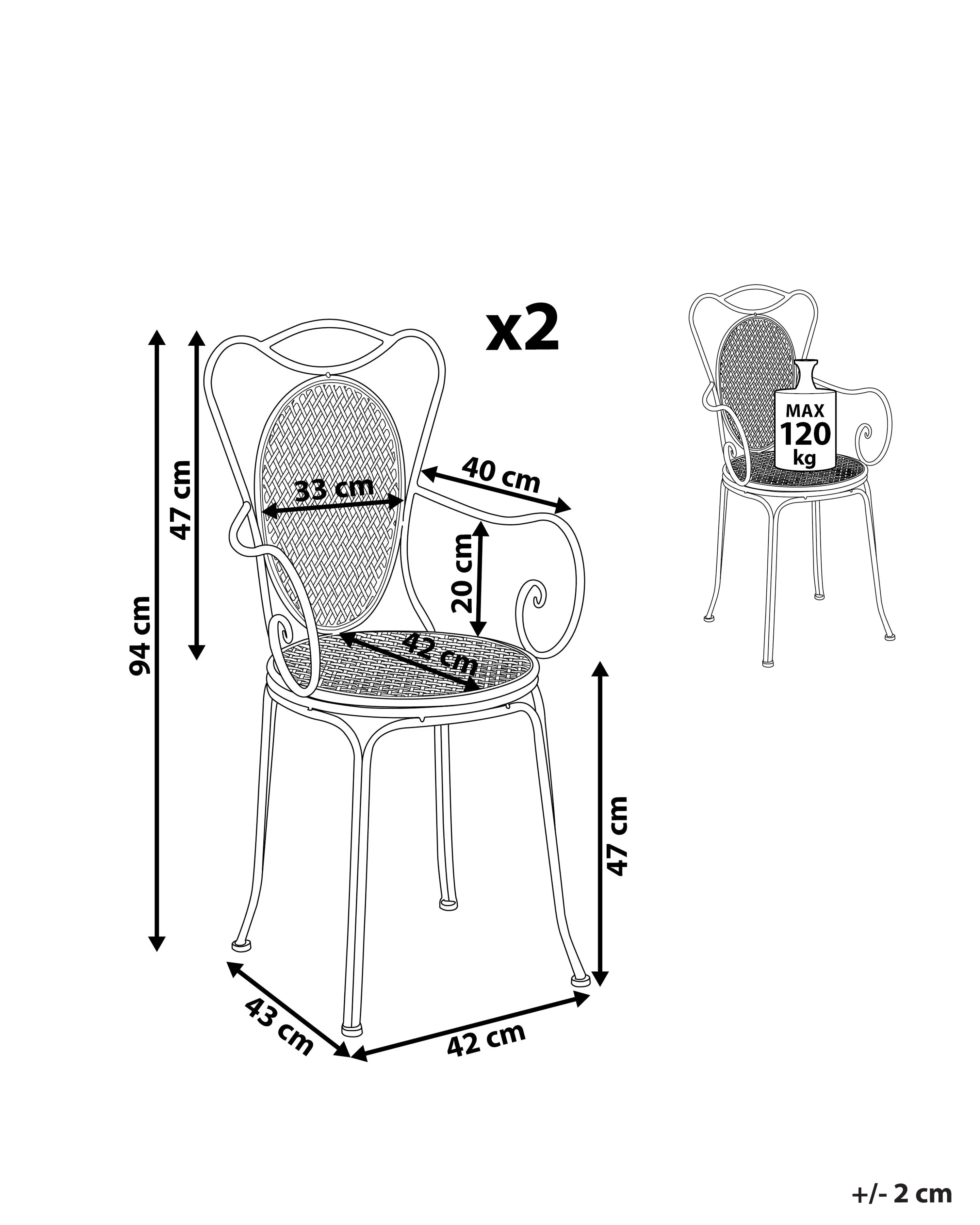 Set van 2 tuinstoelen CILENTO Metaal Grijs