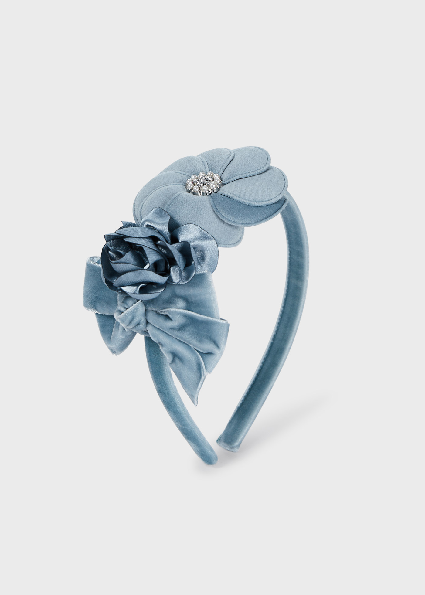 Tiara floral de veludo para meninas