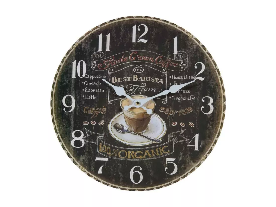 Horloge murale en bois noir d34x2h