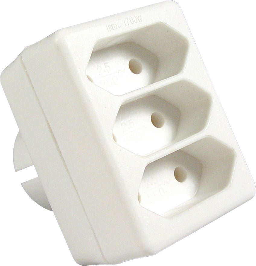Calex drieweg-stekker plat 3x wit