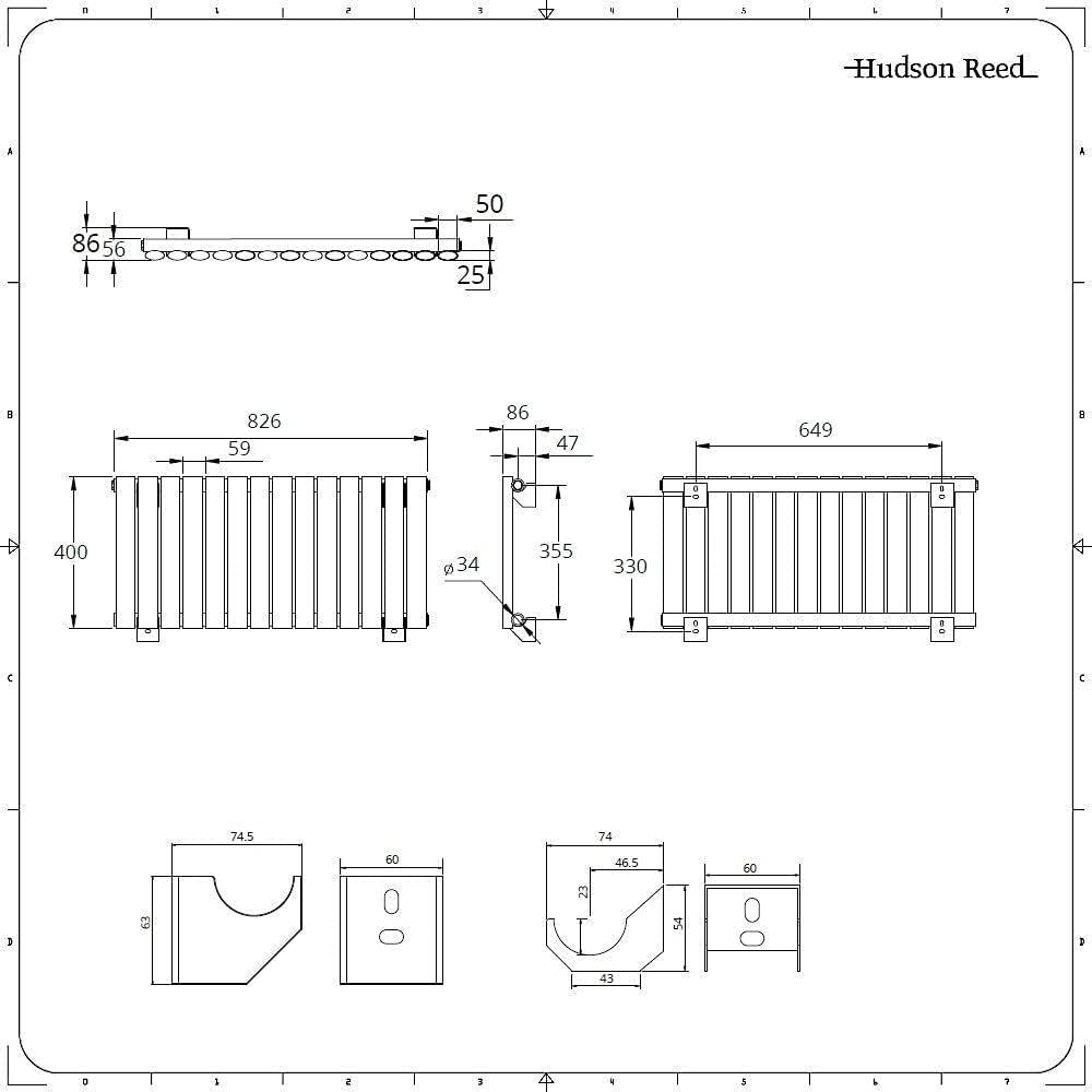 Hudson Reed Revive - Design Heizkörper 400mm x 826mm in Anthrazit