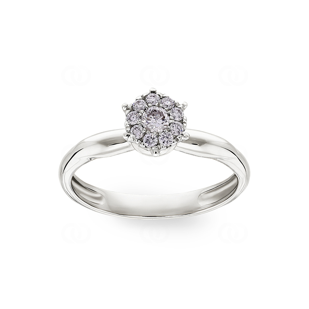 Verlobungsring 750/18 K Weissgold mit Diamanten 0.19 ct H/si