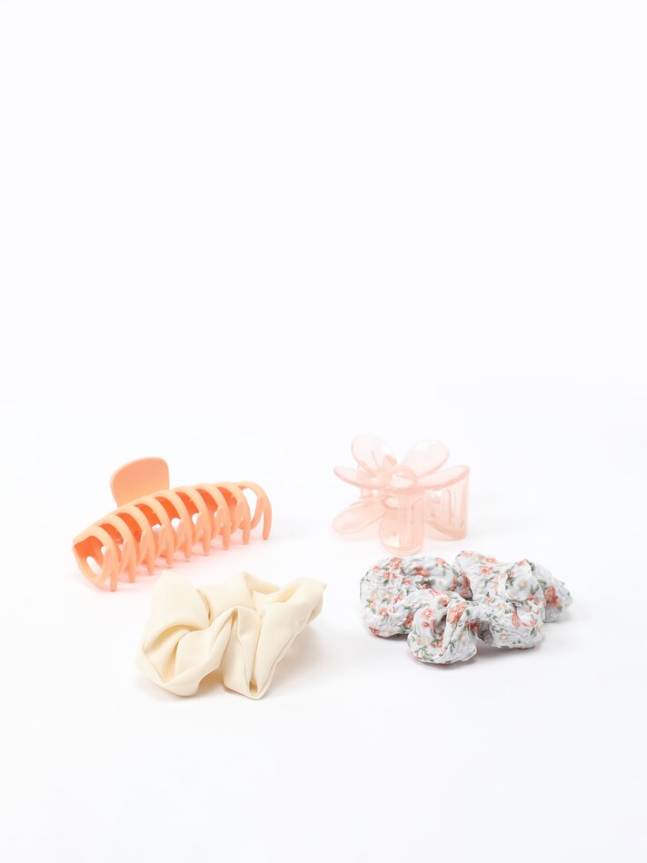 Conjunto de acessórios para cabelo - Pêssego