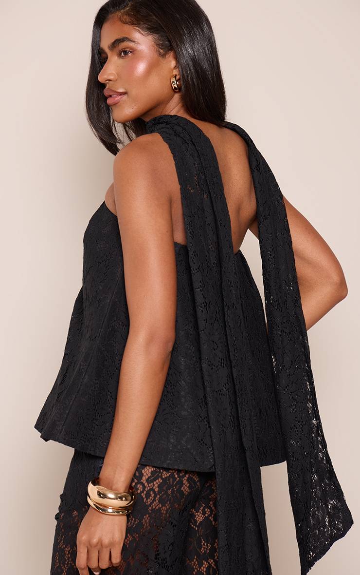 Noir Haut Bandeau Bustier En Dentelle Structurée Avec Décolleté Cœur Ensemble Coordonné
