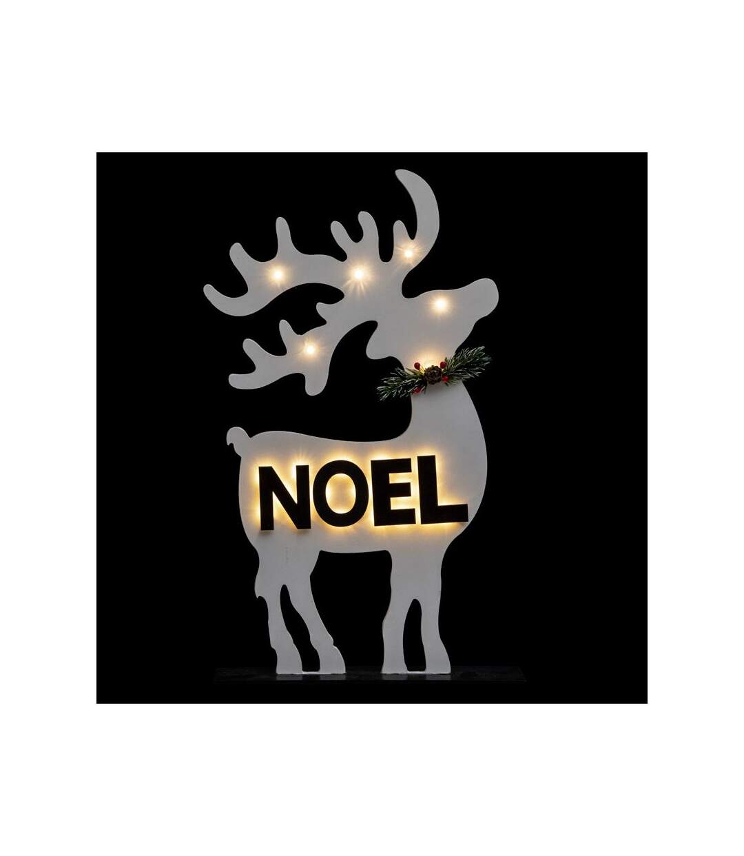 Paris Prix - Décoration Lumineuse renne Noël 50cm Blanc