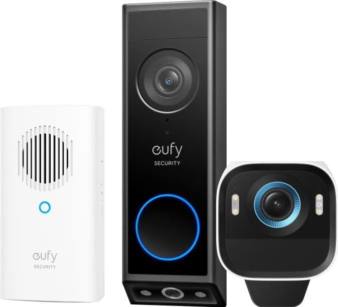 Eufy - EufyCam S3 Pro Duo Pack - Beveiligingscamera's - Video Doorbell E340 - Chime