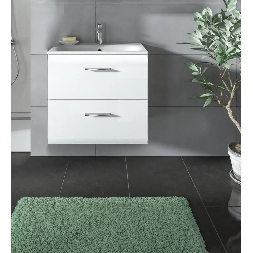 Hioshop Ice wastafel inclusief was 2 lades wit hoogglans- wit