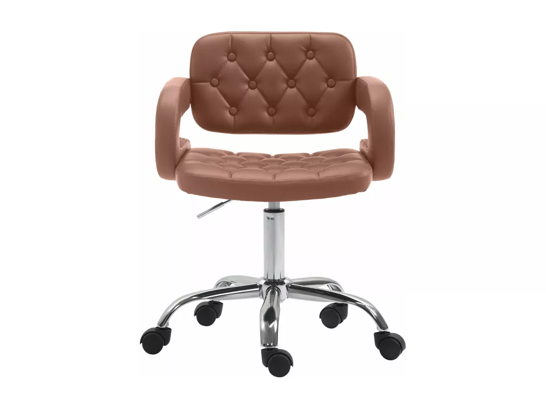 Chaise de bureau - Similicuir & Métal chromé - Cognac - Dublin