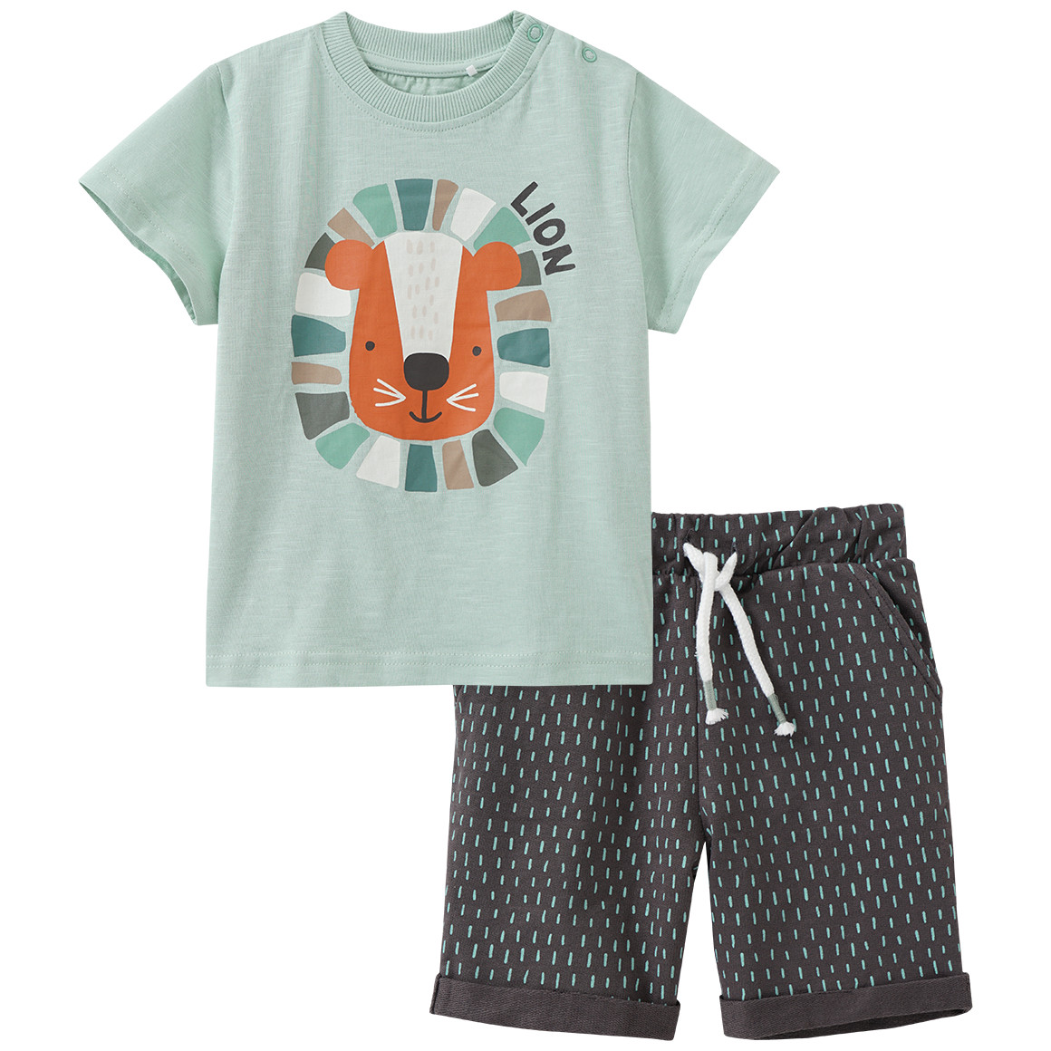 Topomini Baby T-Shirt und Joggingshorts im Set salbei / dunkelgrau