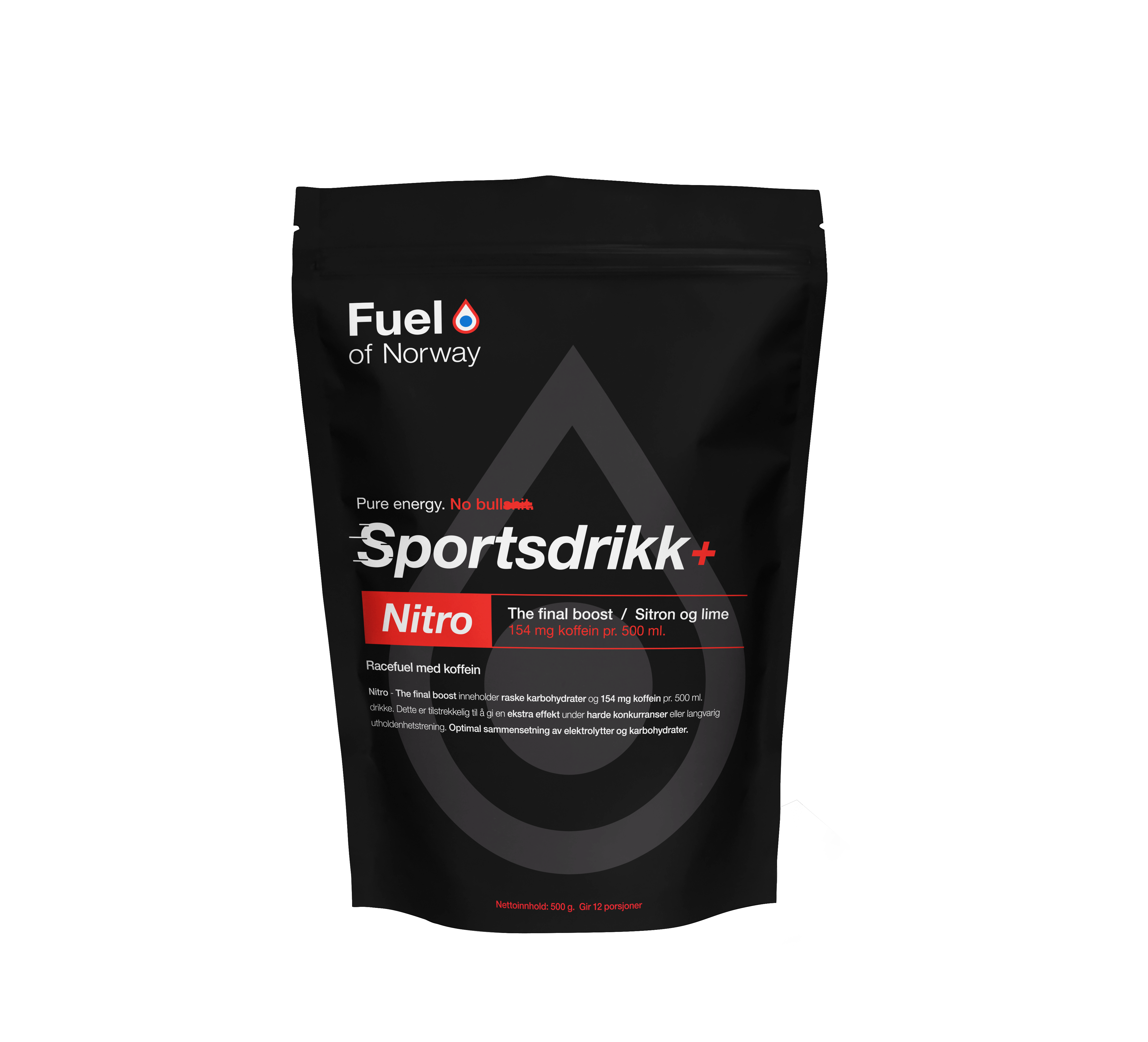 Fuel Of Norway Sportsdrikke Nitro Koffein 500g Sitron Lime