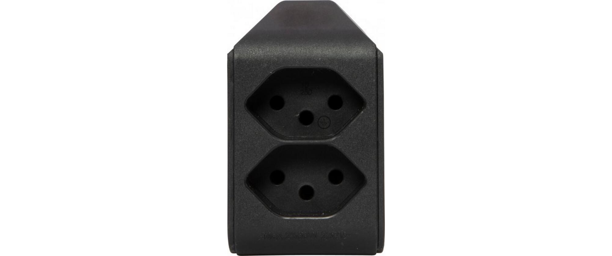 Abzweigstecker 2 x T13, 300° drehbar, SchwarzMehrfachstecker 230 V ohne Schalter