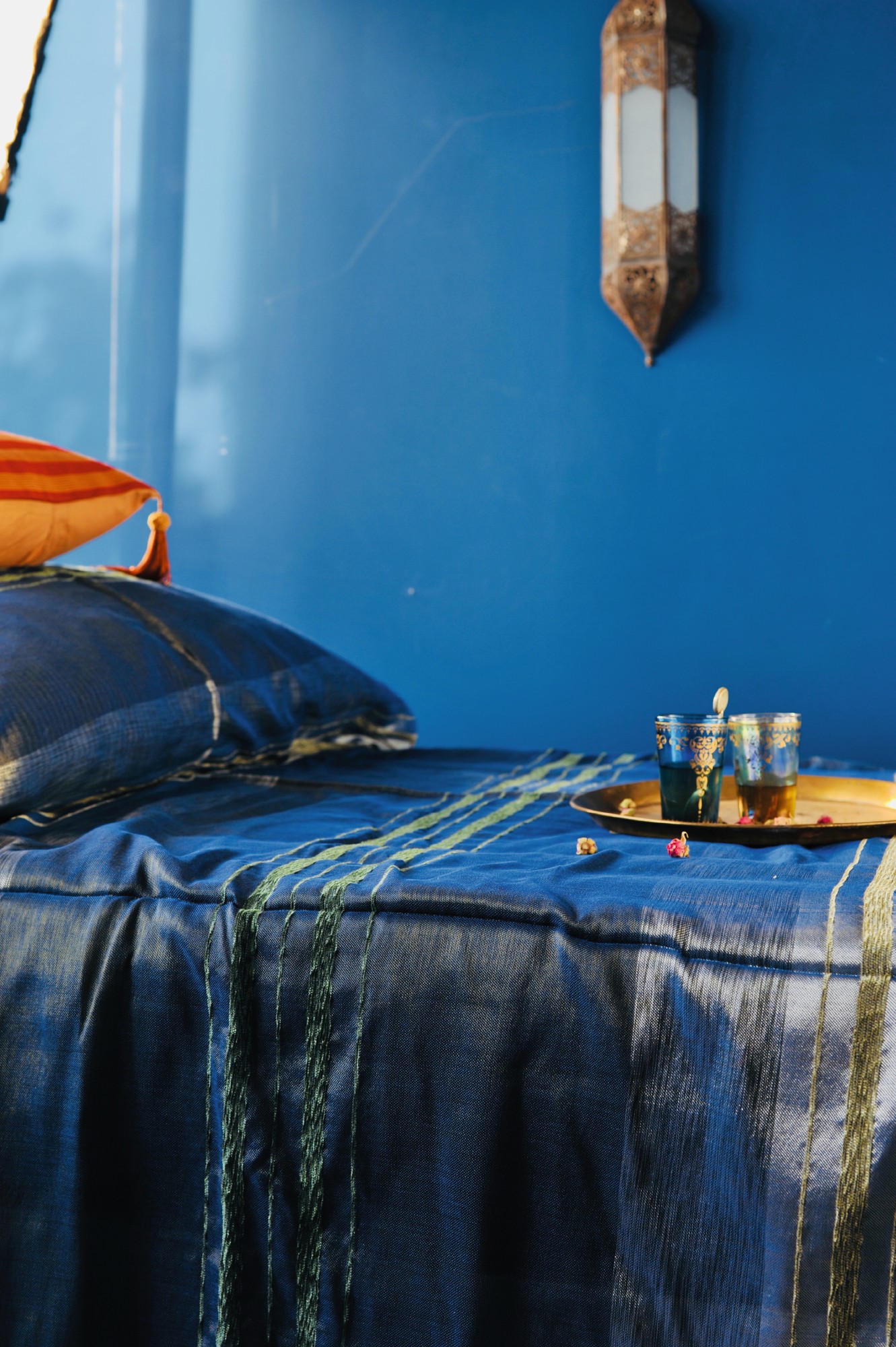Decke aus Sabra, blau, T 300 cm, B 200 cm von fischer's lagerhaus