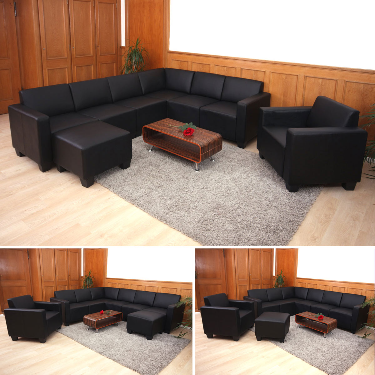 Couch-Garnitur Moncalieri 6-2 ~ schwarz